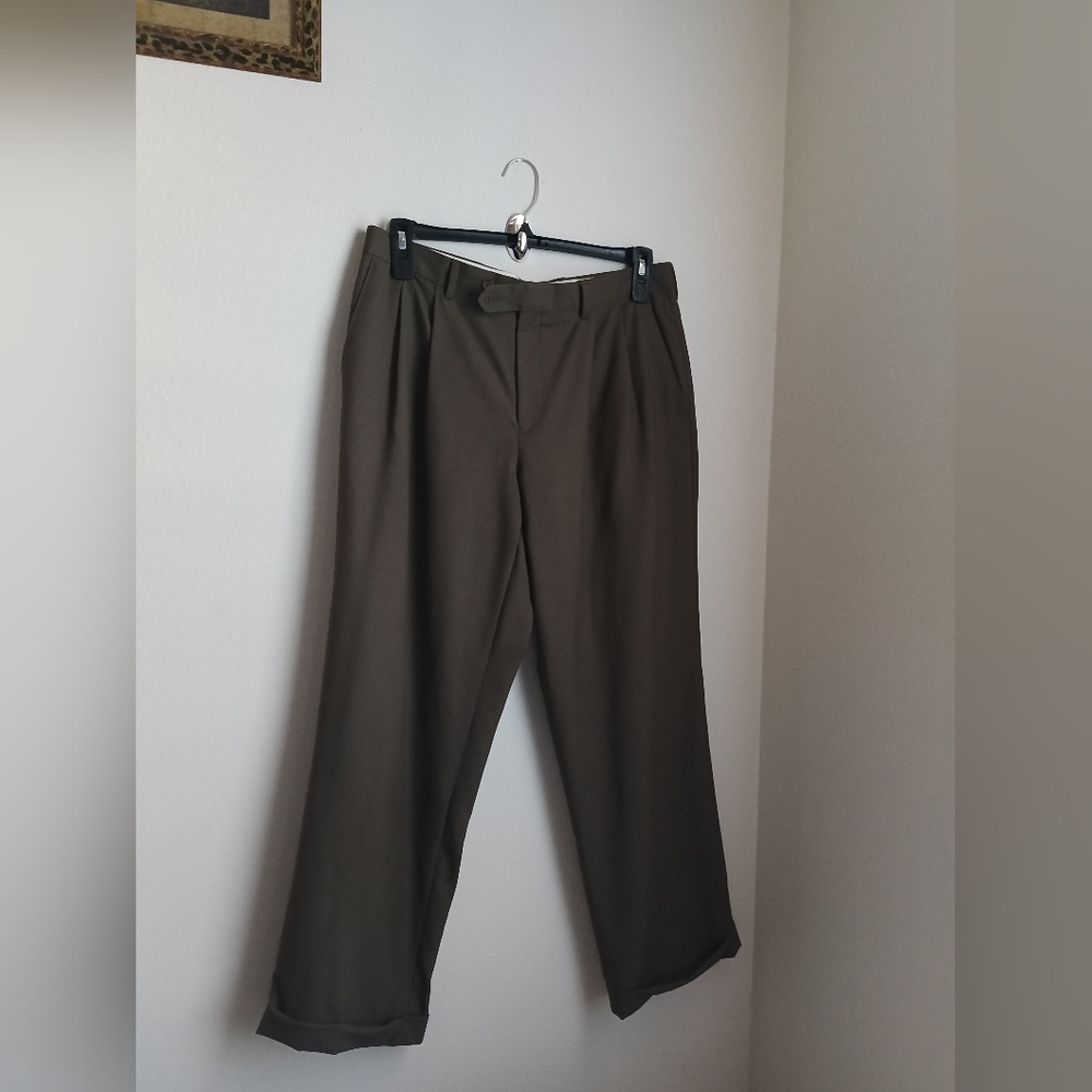 Lauren Ralph Lauren Trousers Men 34 X 29 Brown Dress Pants 100% Wool Office